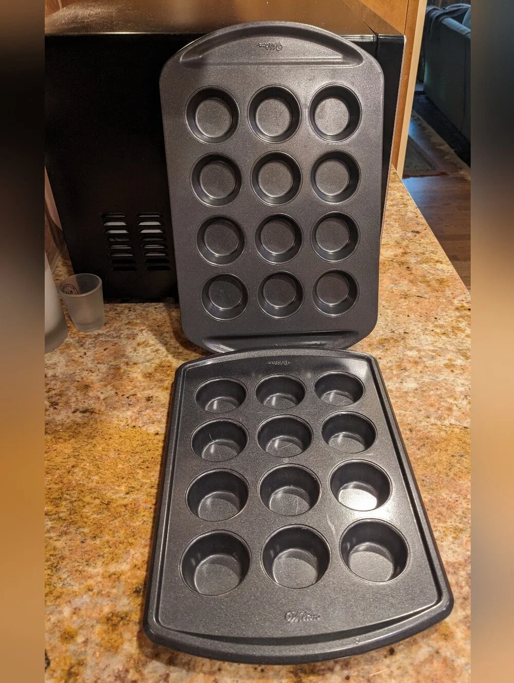 Wilton 2 Mini Muffin Pan Metal Mini Cupcake / Muffin 12 Cup Each Pan Preowned